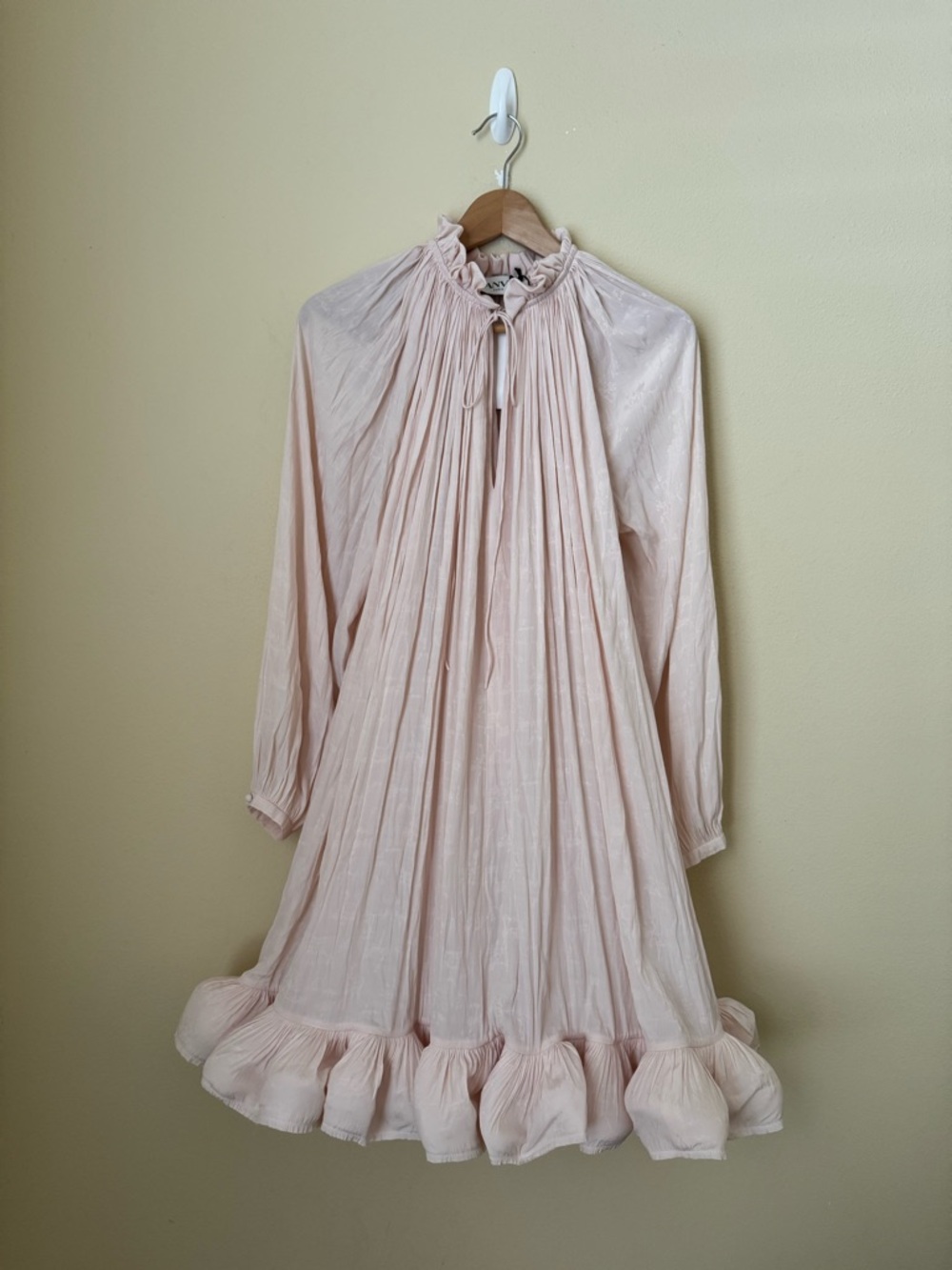 Lanvin New Ruffled Gathered Charmeuse Mini Dress Pink Floral Size 36